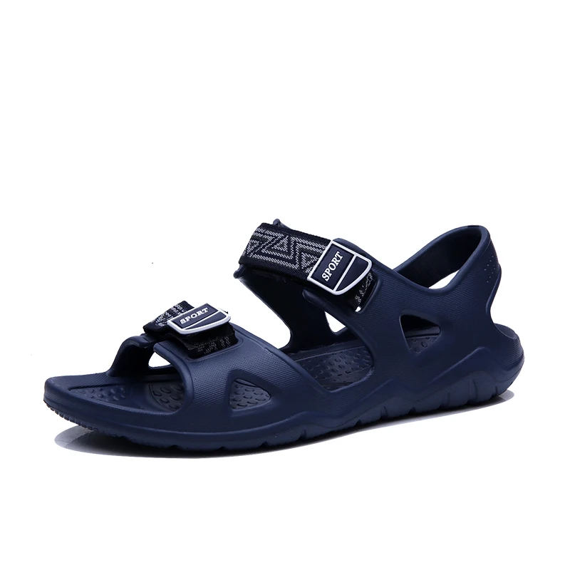 

Men Sandals Summer Beach Walking Breathable Soft Shoes Hook & Loop Design Male Casual Flip Flops Classic Black Sandalias 39-45