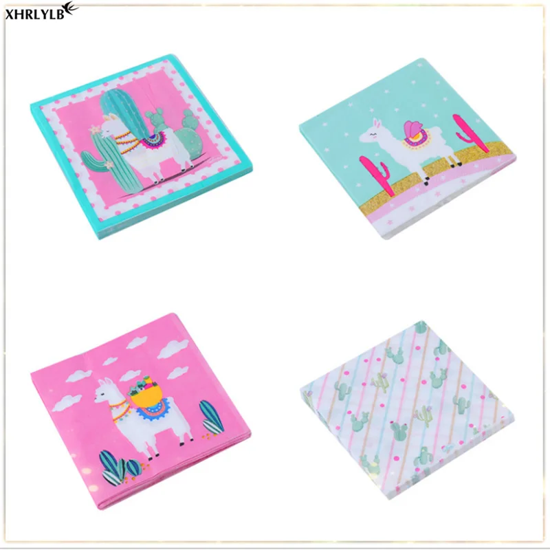 

XHRLYLB Selling 2019 Alpaca Cactus Children's Festival Birthday Party Disposition Disposable Napkin Paper Towel Christmas Gift.7