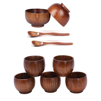

Promotion! 5Pcs Creative Tea Set Small Wooden Cup Small Cup Green Wooden Cup with Natural Wood Wine Cup Wooden Tea Drinking Cup