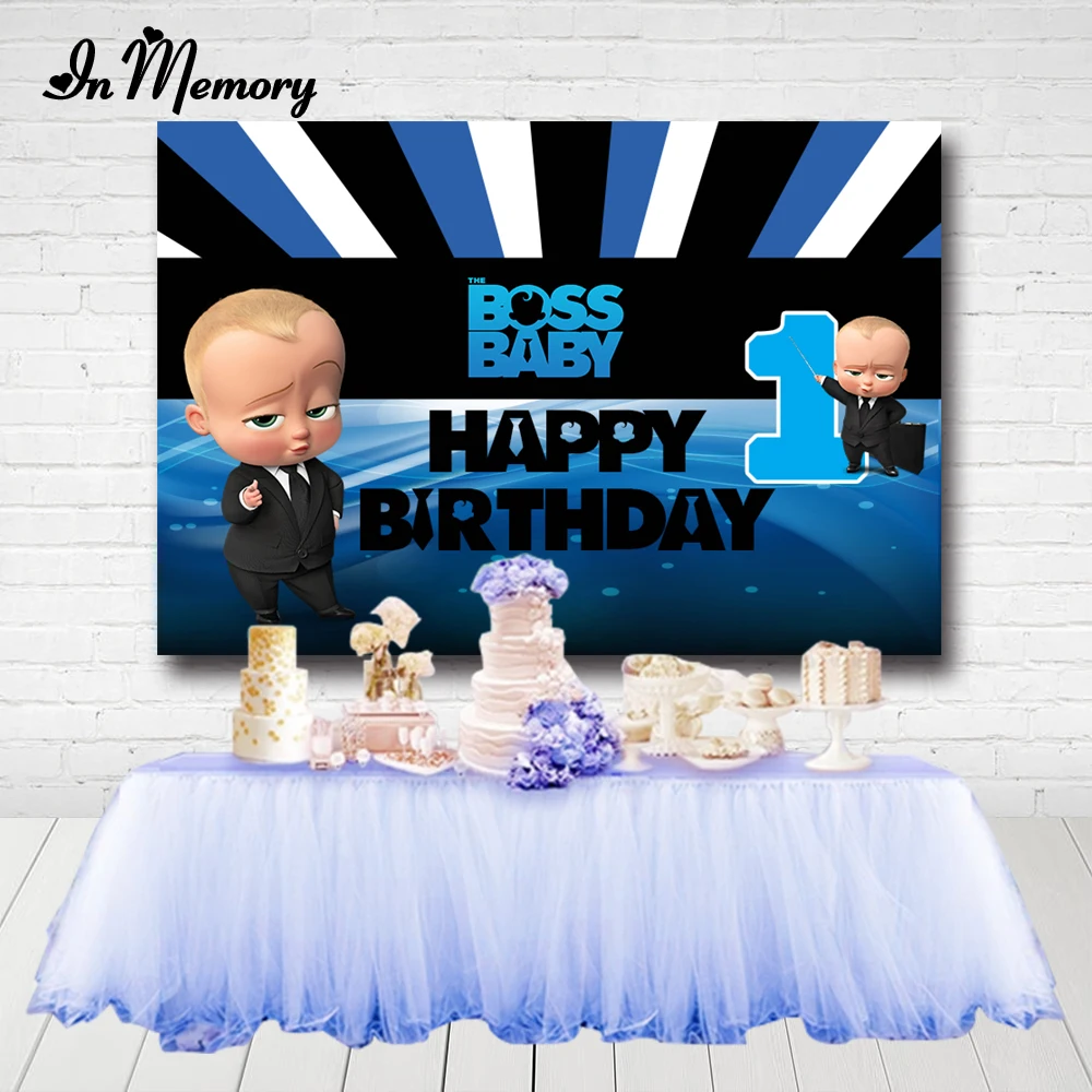 Фотофоны InMemory Blue Little Man Boss Baby для студийной фотосъемки мальчиков С Днем Рождения