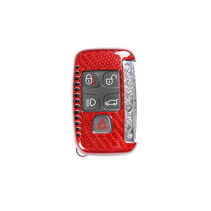 For Land Rover Discovery sport LR4 For Range Rover Sport Vogue Evoque For Jaguar XE XF Red Real Carbon Fiber Car Key Shell Cover - Название цвета: red