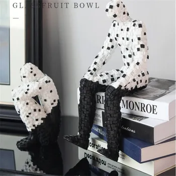 

Modern Luxurious Mosaic People Statue Furnishing Articles Wine Cabinet Living Room Home Sculpture Decorative Office Gifts M5534