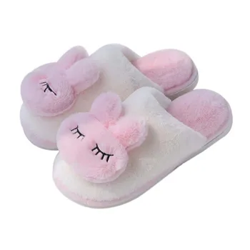 

Ladies Winter Cartoon Rabbit Slippers Cute Plush Women's Slides Non-slip Warm Home Slippers Indoor Comfortable Cotton Slippers