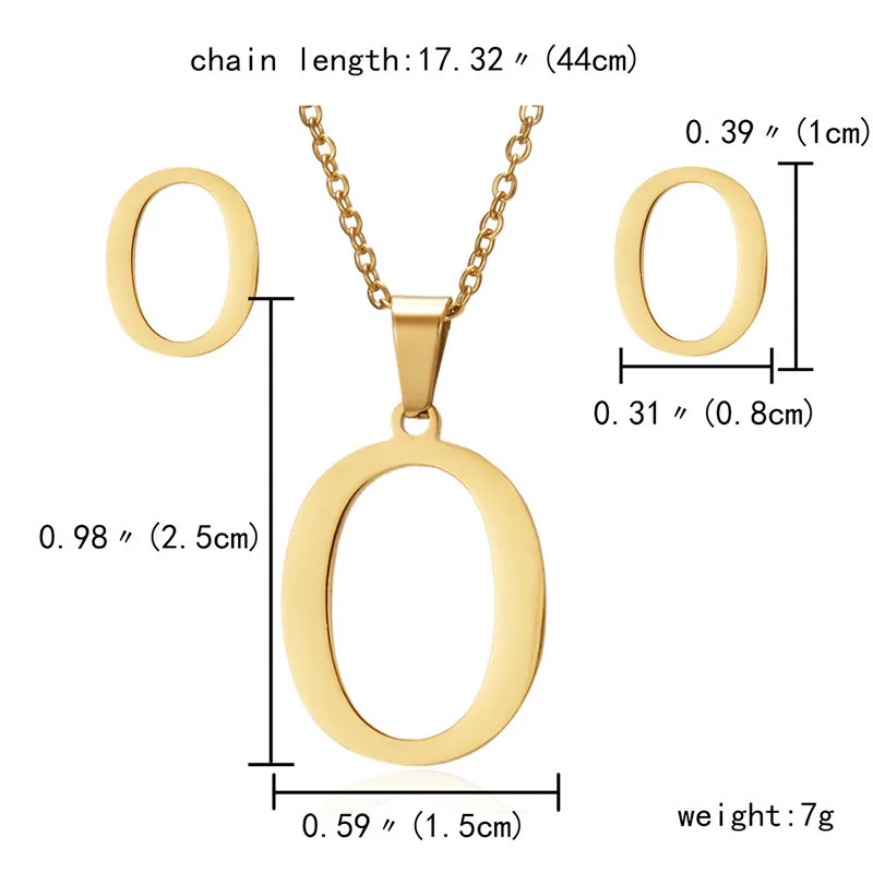 yellow fashion jewelry set Rinhoo New Initial A-Z Letters Pendant Stainless Steel Link Chain Necklace Earring for Women Men Trendy Jewelry Set Gift trendy ring sets