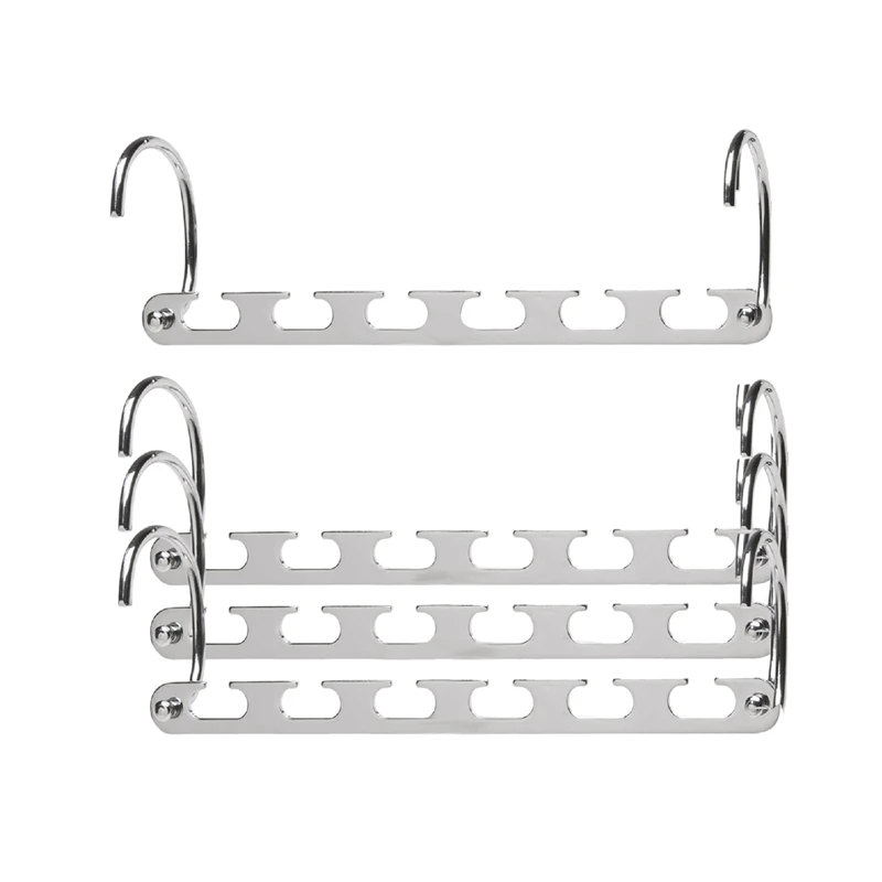 Heavy Duty 360 Swivel Action Hanger, Multi-Function Hanger, 6 Grooves, Hanging More Clothes, Chrome