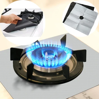 10Pcs Glass Fiber Gas Stove Protectors Reusable Stovetop Burner Cover Liner Clean Mat Pad Protector Kitchen Tools Accessories