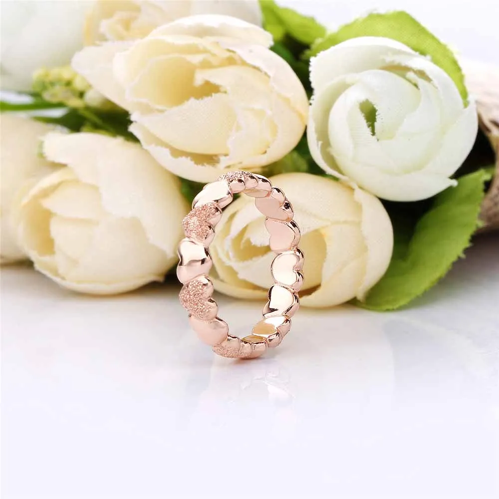 Новинка, 925 пробы, серебряные кольца, розовое матовое блестящее кольцо в форме сердца для женщин, подарок на свадьбу, хорошее ювелирное изделие - Цвет основного камня: A