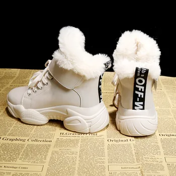 

2019 Autumn And Winter New Plus Velvet Warm Old Shoes Fashion Quilting Magic Stickers Muffin Thick Snow Boots Women Ankle Boots