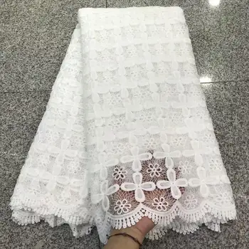 

Pure White 100% Cotton Embroidery Africa High Quality Voile Lace Nigeria Dry Cotton Lace Fabric For Party Dress FDP1014