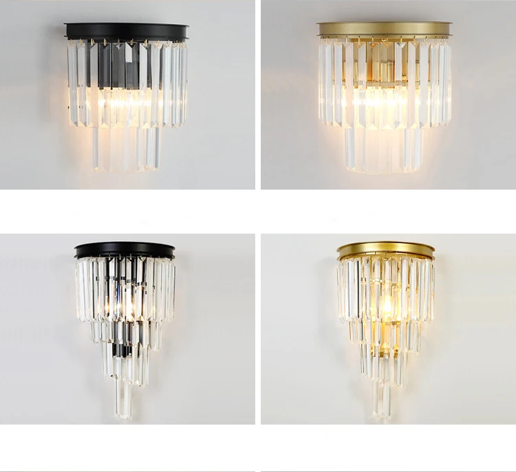 Crystal Wall Lamp Postmodern American Luxurious Gold Wall Lamp For Living Room Bedroom Study Decor Wall Light Bathroom Fixtures black wall lights