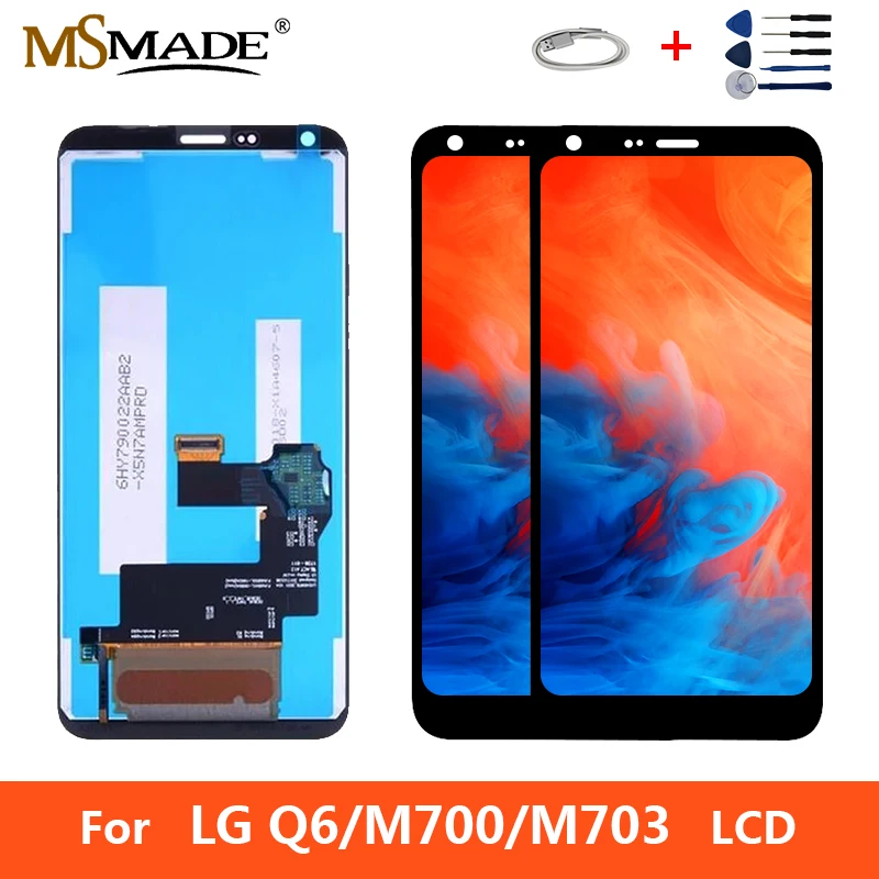 

Original For LG Q6 LG-M700 M700 M700A US700 M700H M703 LCD Display Touch Screen Digitizer Replacement Parts With Frame 5.5''
