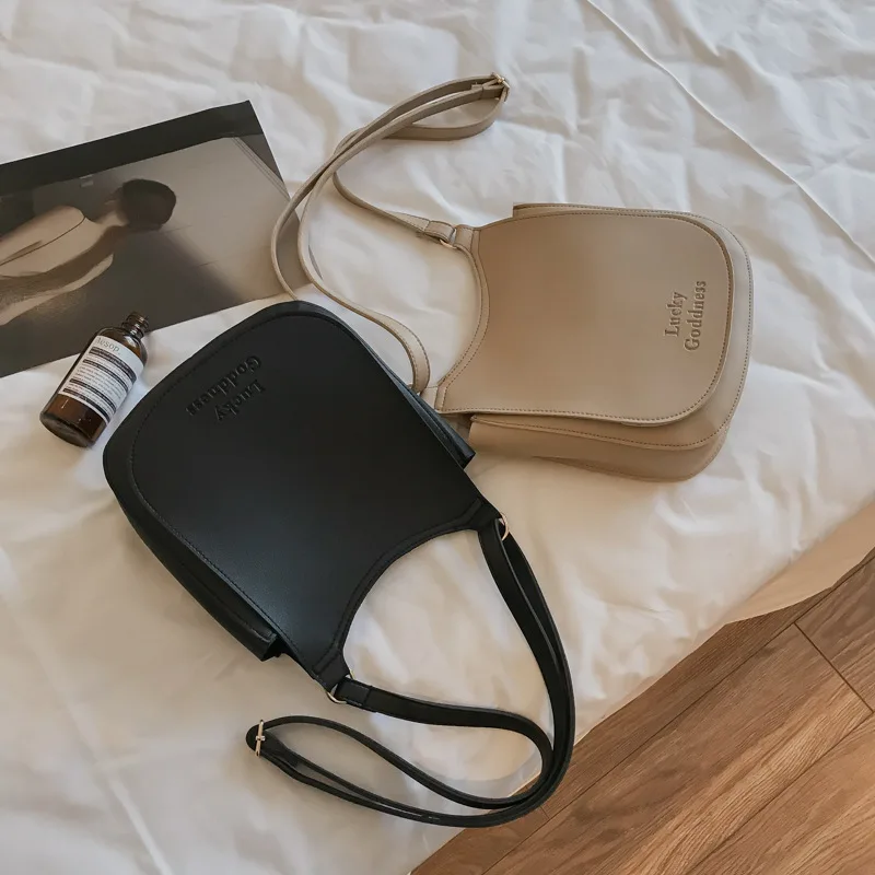 

Online Celebrity Black Bag Women's 2020 New Style Korean-style Fashion Simple Retro INS Versatile Textured Shoulder Bag