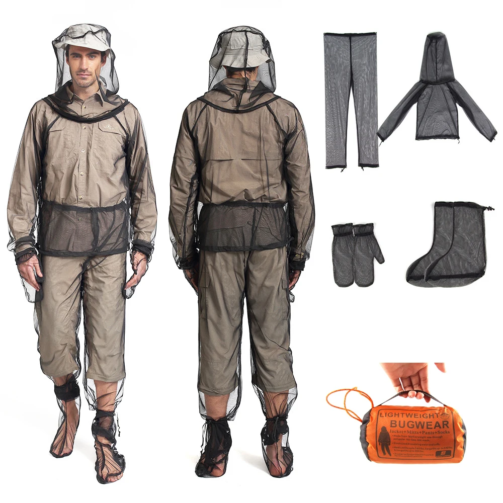 

Quick-Dry Anti-mosquito Fishing Hooded Clothing Protection Anti-mosquito Breathable Fishing Jackets+ Pants+ Gloves+ Shoes Suits