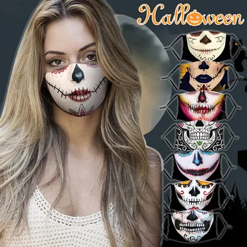 

1pc Face Mask With 1pc Activated Carbon Filter Adult Halloween Funny Printed Masque En Tissu Lavable Reusable Protective Маска