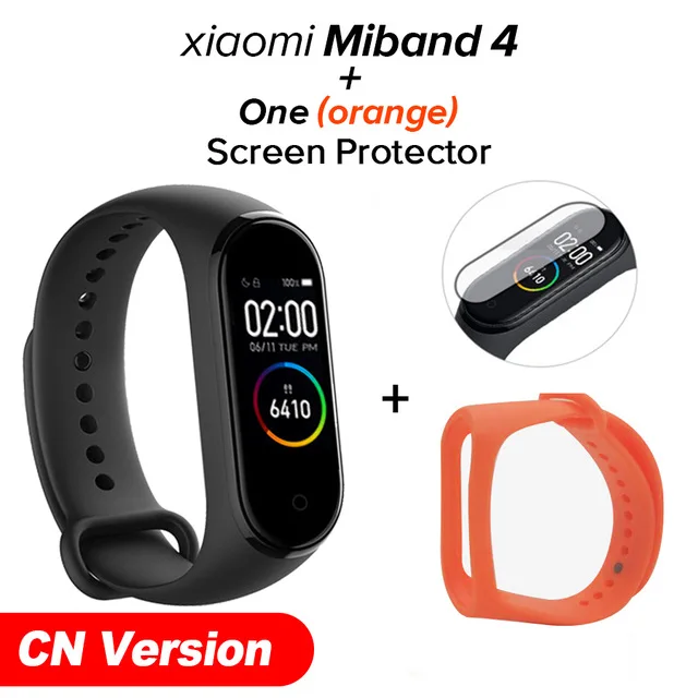 Xiaomi Mi-браслет 4 новейший Xiaomi Mi-браслет 4 браслет 3 цвета сердечный ритм фитнес 135 мАч цветной экран Bluetooth 5,0 - Цвет: Orange N film