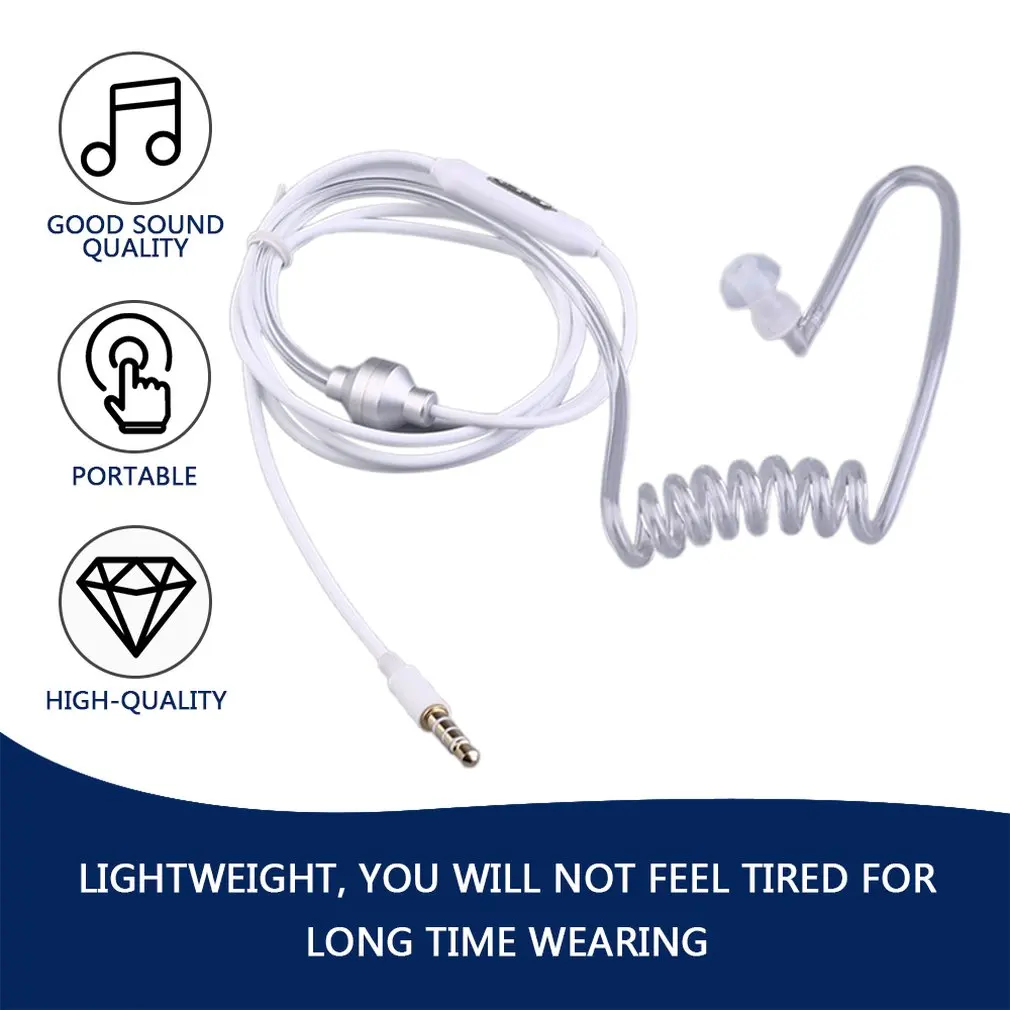 Acoustic Radiation Protection Anti-Radiation Headphones Air Tube Handsfree Earphone with Microphone Volume Control Ear Hook |