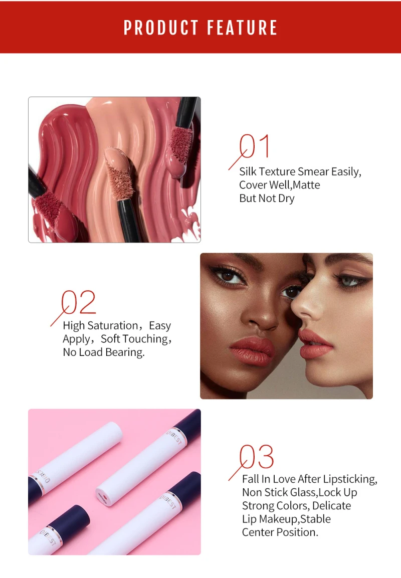QIBEST 4 Colors matte lip gloss cigarette lipstick Long-lasting Cigarette lipgloss lip tint make up makeup lipstick set TSLM