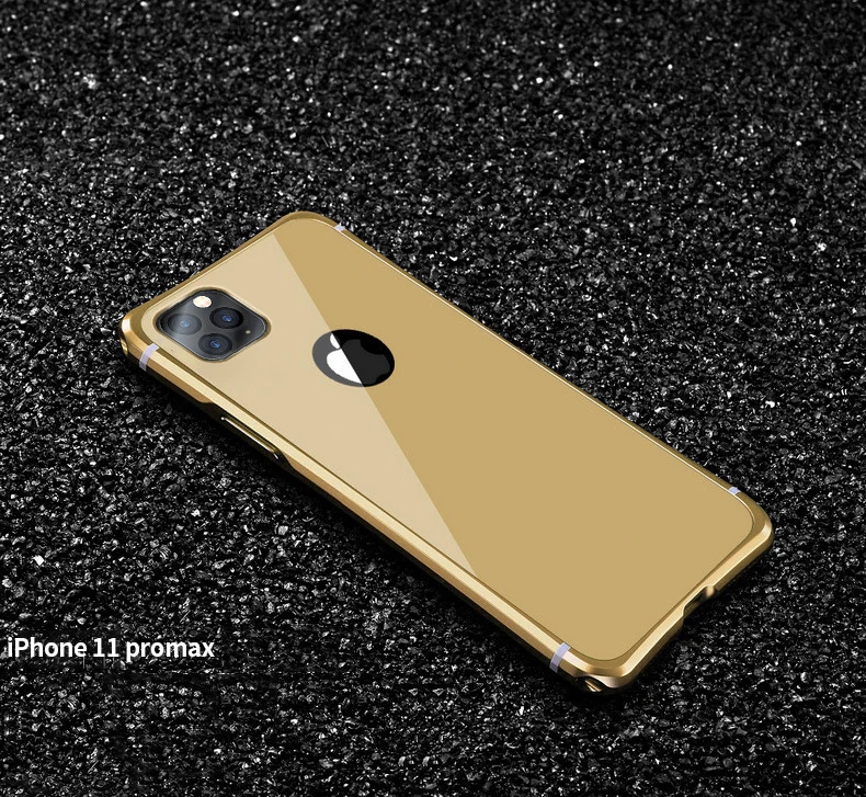 Gold Радужный винт Защитный PC задний бампер для мобильного телефона iphone 11 Pro MAX металлический каркас для iphone 11 Роскошный металлический корпус Чехол - Цвет: Gold