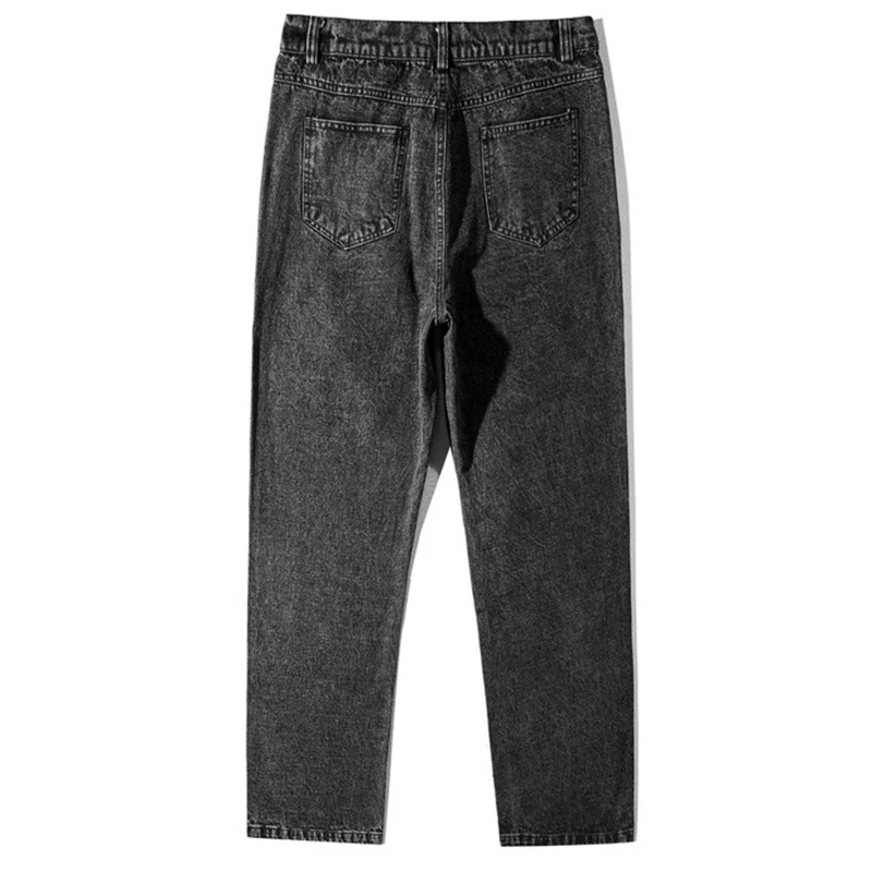 Cheap Blue Black Hip Hop Print Jeans Men Streetwear High Street Denim Pants Mens Retro Ripped Jeans for Men Trousers