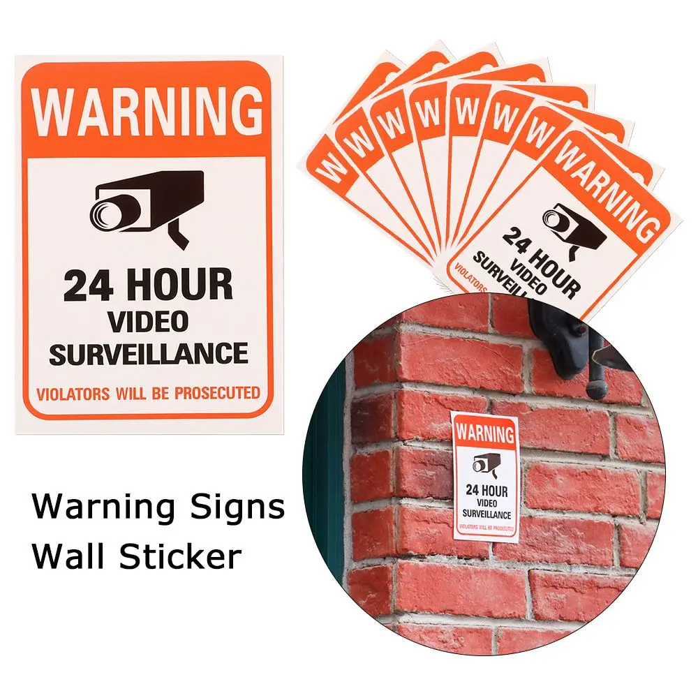 Useful Public Area Alarm Label Conspicuous Video Surveillance Sticker Warning Signs 24H Video Camera Security Supplies 10 Sheets