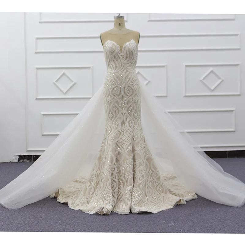 Свадебное платье возлюбленная Русалка свадебное платье es Vestido De Noiva кружево с beadings SJ077