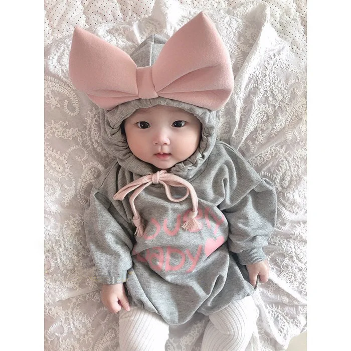 

1957 2019 Autumn And Winter Fleece Baby Girls Bodysuits Letters Big Butterfly Knot Princess Plush And Thickened Outfits Newborn