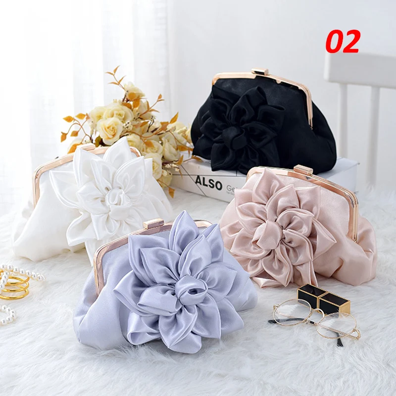 Women Evening Bag Vintage Ladies Floral Evening Bag Woman Fashion Rose Flower Chain Hand Bag Wedding Party Clutch Dinner Small Purse
