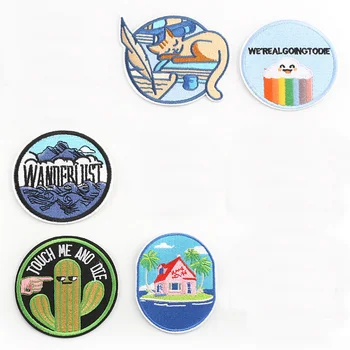 

Creative Rainbow Patches Clothing Applications Embroidered Stripes Badges Iron on Appliques Round Stickers for Clothes @E
