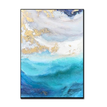 

Abstract Seascape Gold Oil Painting Large Home Wall Decoration Piece Paintings Art Original Canvas Wall Pictures Unframed Art
