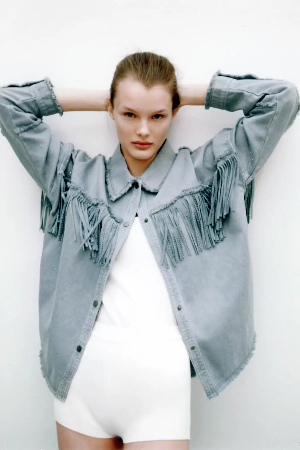 2021 Spring Autumn Frayed With Fringe Denim Jacket Women Vintage Long Sleeve Jeans Coat Female Tassel Outerwear Chic Tops