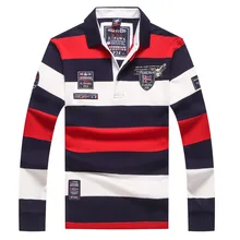 Стильные модные мужские поло с длинным рукавом с акулой, в полоску, Camisa Masculina, повседневные деловые мужские полоски контрастного цвета