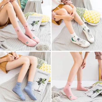 

LIONZONE Spring&Summer Cactus Women Cotton Socks Cute Pink Socks High Quality Women Fashion 2019 Ankle Socks