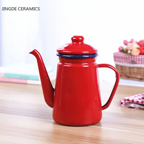 1.1L Zománc Tea Vízforraló Retro Stílusú Étel Minőségű Tea Edénye Tea Kávé Indukciós Főzőlap Gáztűzhely Univerzális Háztartási Vízforraló - Image 5