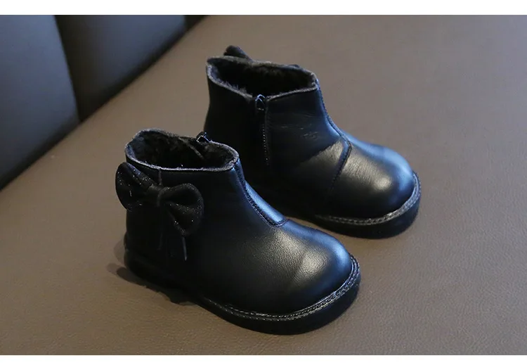 Girls Shoes Autumn Winter Bow-knot Microfiber Leather Winter Infant Toddler Boots Non-slip Rubber Toddler Girl Boots Princess