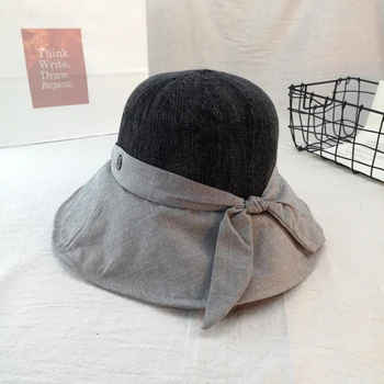 

Fisherman hat female bowknot hat leisure all-match sun protection sun hat big eaves beach hat