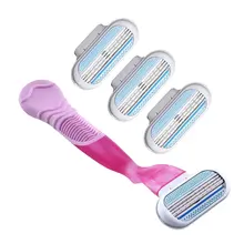 

1 Razor Handle + 4 Replaceable Razor Blades Women Manual Shaving Barber Trimmer Bikini Razor Underarm Razor