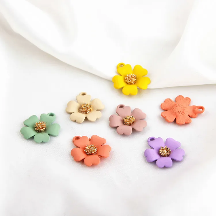 

10PCS Spray Paint Five-petal Flowers Enamel Charms For DIY Bracelet Necklace Earings Flower Pendants Fashion Jewelry Accessories