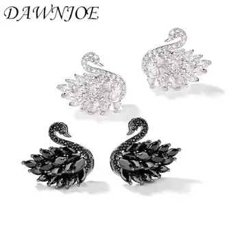 

Fashion S925 Needle Black White Swan Earrings simple crystal Rhinestone Charming Temperament Gifts for Women Jewelry