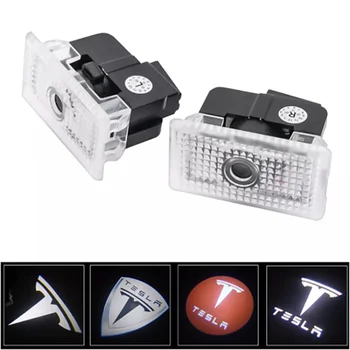 

2pc Welcome Light Car LED 3D Logo Shadow Light Nano Decorative Signal Lamp Accessories For Tesla Model 3 Model X Model S Model Y