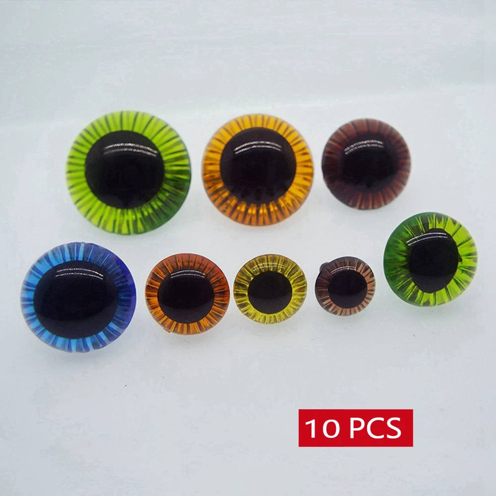 Doll Eyes Clear 3D Glitter Plastic Safety Toy Eyes Long Stem 10pcs 11 13 15 17 18 23mm For BJD Doll DIY Doll Making Crafts