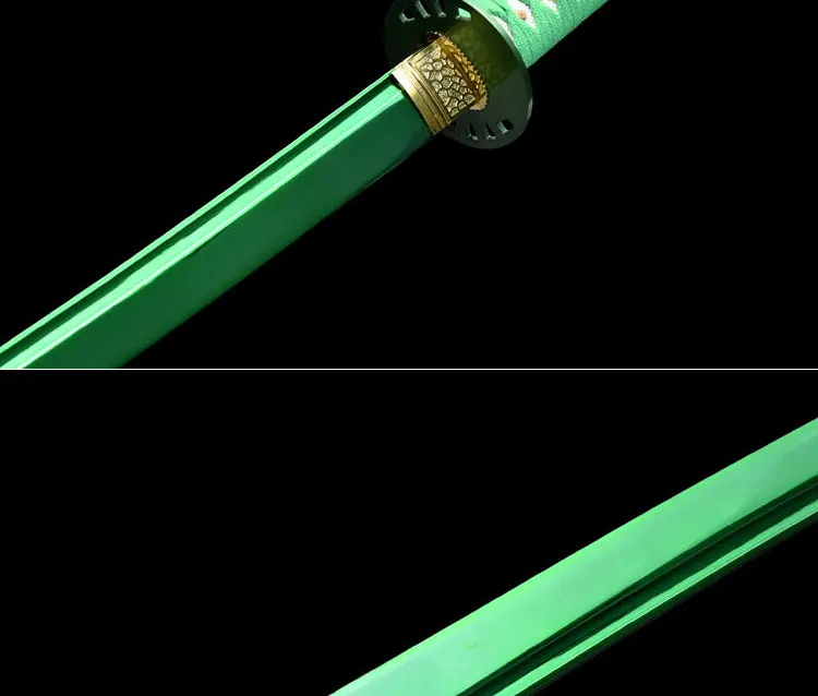 Katana Sword Real Japanese Samurai Swords Katana with Green Saya 1065 Carbon Steel Sharp Blade