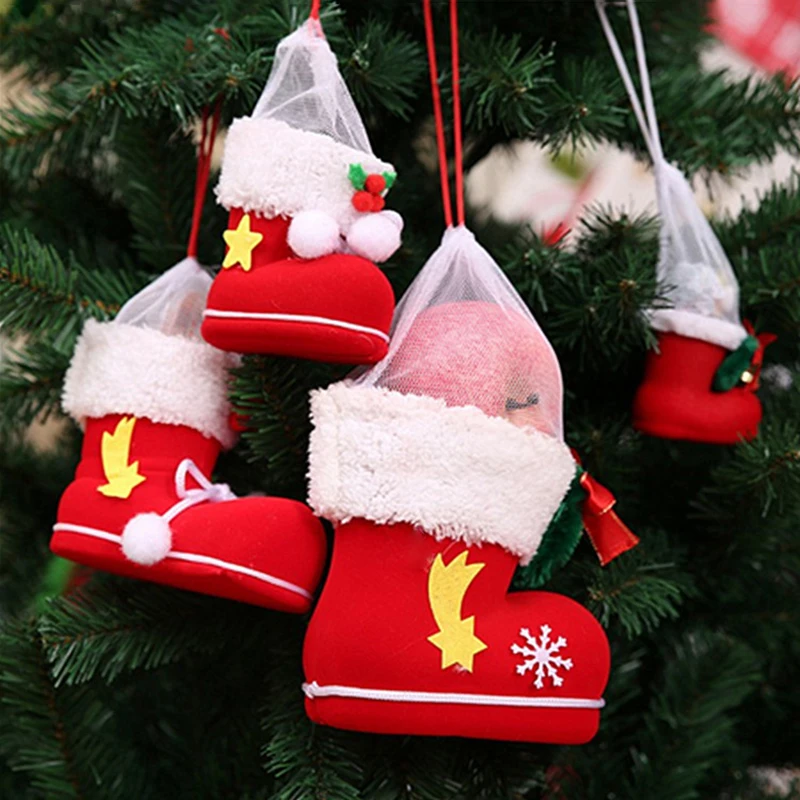 

1PC Christmas Tree Pendant Gift Candy Boots Christmas Decorations For Home Xmas Stocking Natal Hanging Decor New Year Decoration