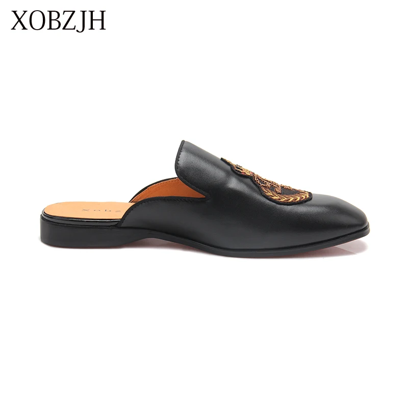 XOBZJH 2019 Men Shoes Man Summer Party Shoes Men New Handmade Leisure Flats Leather Loafers Shoes Black Size Shoes
