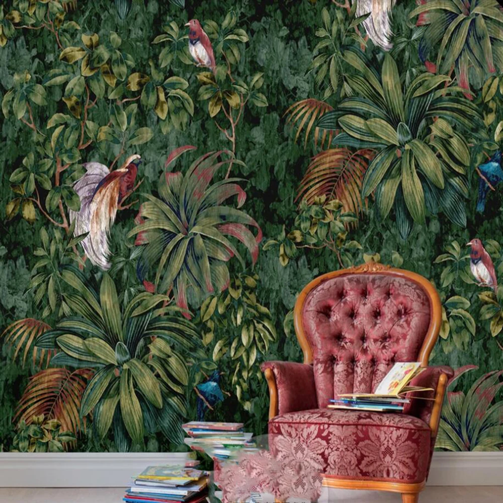 

Milofi пользовательские фото обои 3D скандинавский HD ручной росписью цветы и птицы ТВ фон декоративная картина на стену Настенные обои