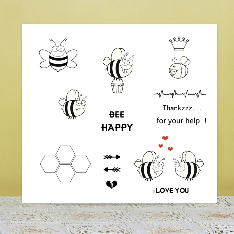 AZSG Happy / Angry Bee Clear Stamps/Seal For DIY Scrapbooking/Card Making/Album Decorative Silicon Stamp Crafts | Дом и сад