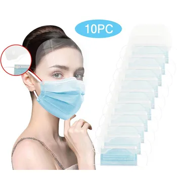 

10Pc Disposable Mask For Face With Eyeshield Non-Woven 3 Layer Mascarillas Face Mask For Germ Protection For Adults Flag Bandana