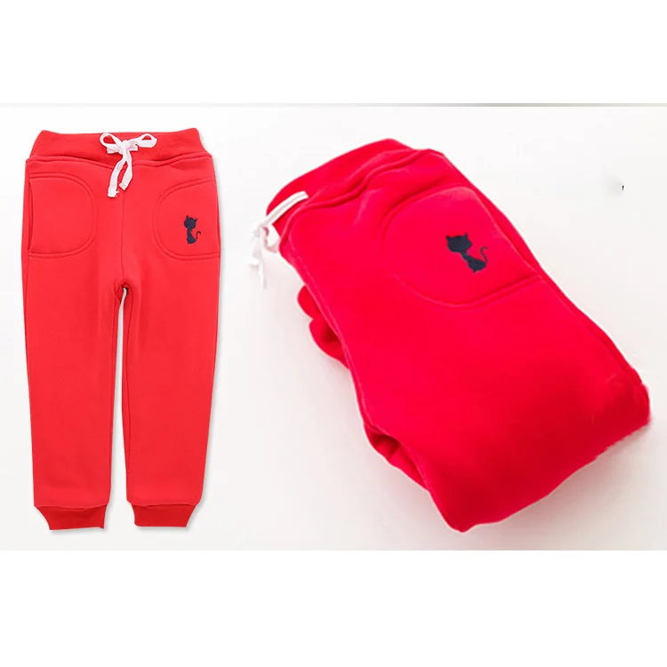 Red VFOCHI/Новинка; узкие брюки для девочек; зимние брюки из плотного бархата; детские брюки с эластичной резинкой на талии; теплые детские брюки; плотные брюки для маленьких девочек - Цвет: Red