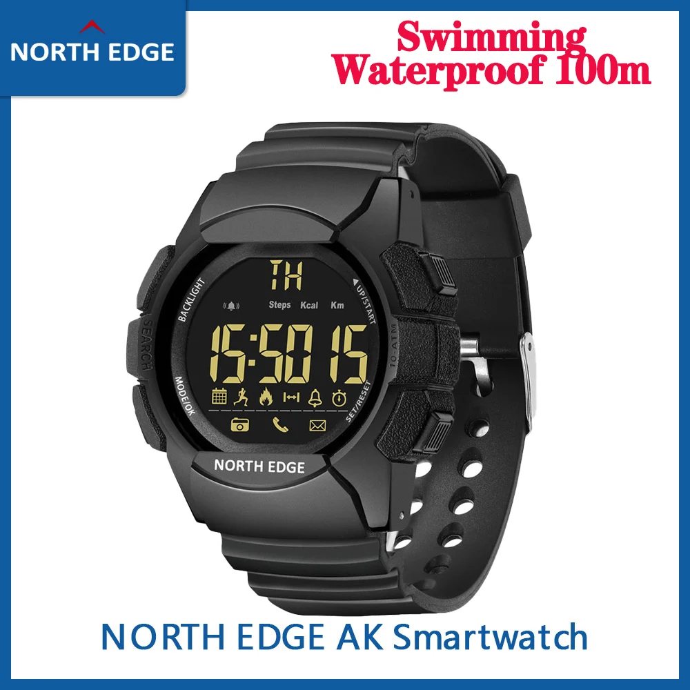 North EDGE reloj deportivo para hombre militar resistente al agua 100M ejército Led Digital cronómetro de pulsera alarma para hombre IOS Android