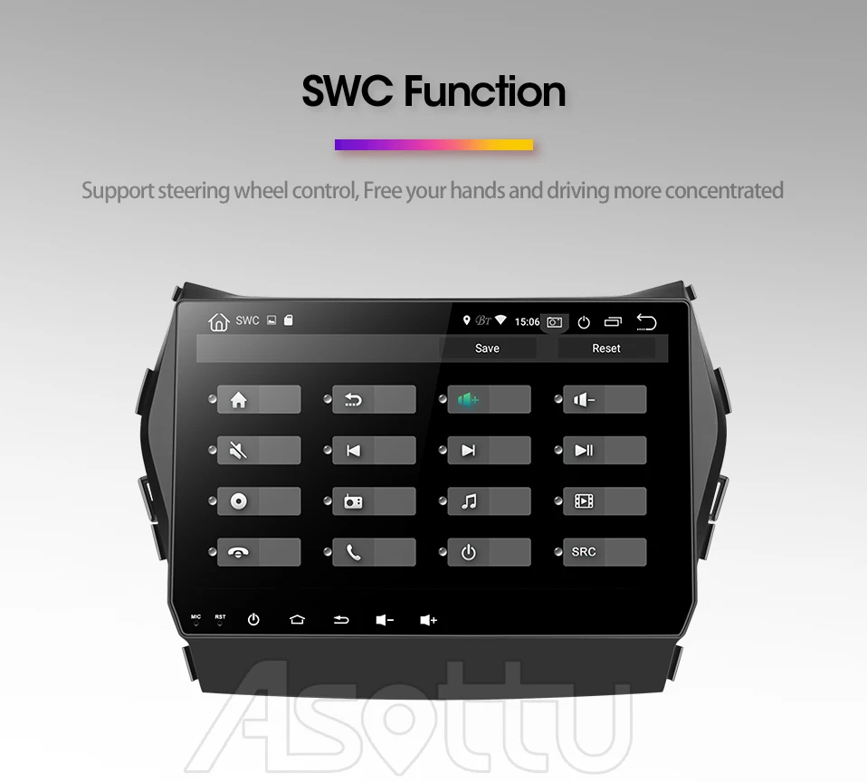 Perfect Asottu CIX459060 Android PX30  9.0 car dvd gps video radio player 1 din for Hyundai IX45 Santa fe 2013 car navigaton unit 13