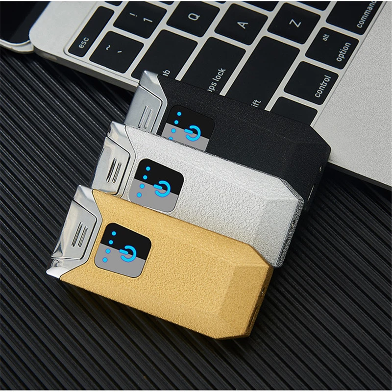 Новинка, двойная дуговая USB Зажигалка, перезаряжаемая Электронная зажигалка, светодиодный экран, сигаретная плазма, Индукционная, импульсная, грозовая зажигалка